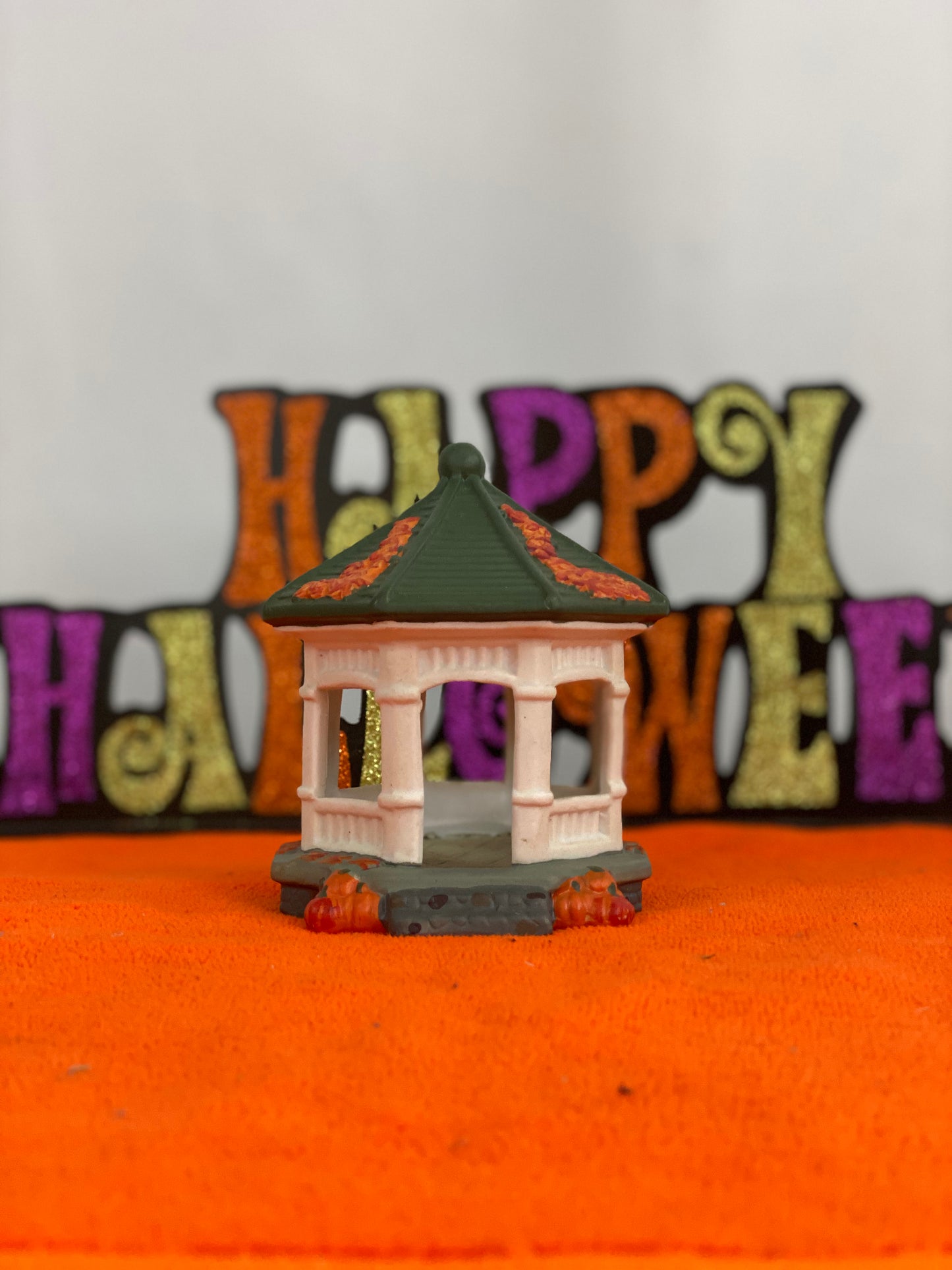 Gazebo Decorated for Autumn  Approx 4.5 H x 3.5” W    Autumn Tree  Approx 6” H x 4,5” W