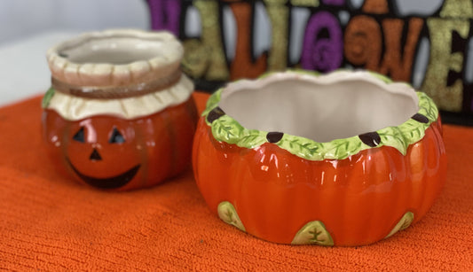 Ceramic Candy Dish  Better Homes and Garden  Orange/Green/Yellow Colors  Approx.  6.25” W x 6” L