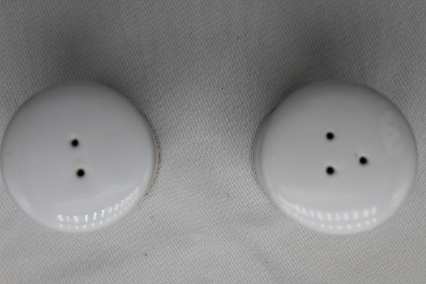 Ceramic Salt and Pepper Set  Tomato Soup Design  Made in Year 2000  Approx: 2.5” Diameter and 3” High