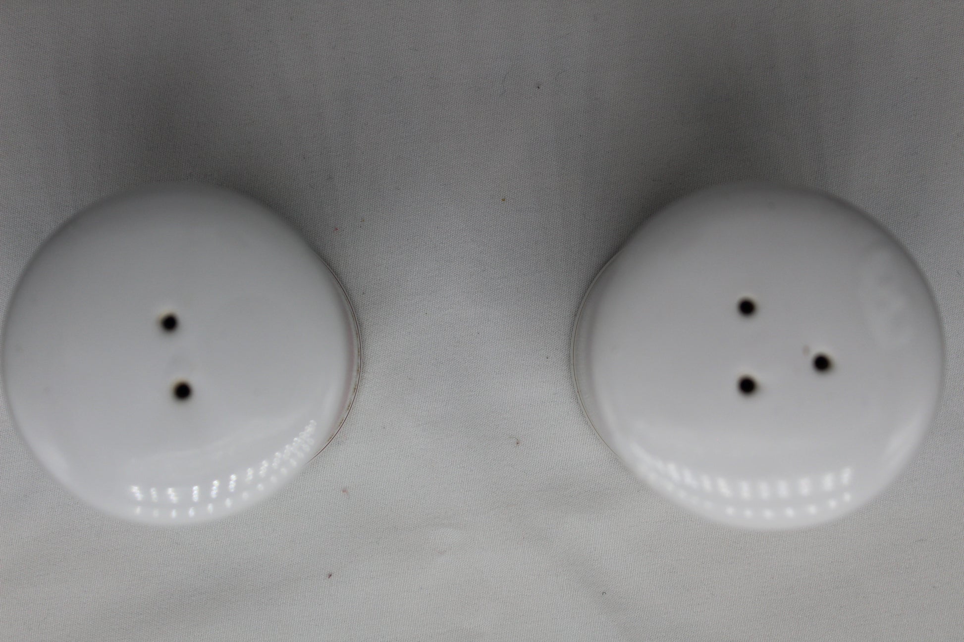 Ceramic Salt and Pepper Set  Tomato Soup Design  Made in Year 2000  Approx: 2.5” Diameter and 3” High